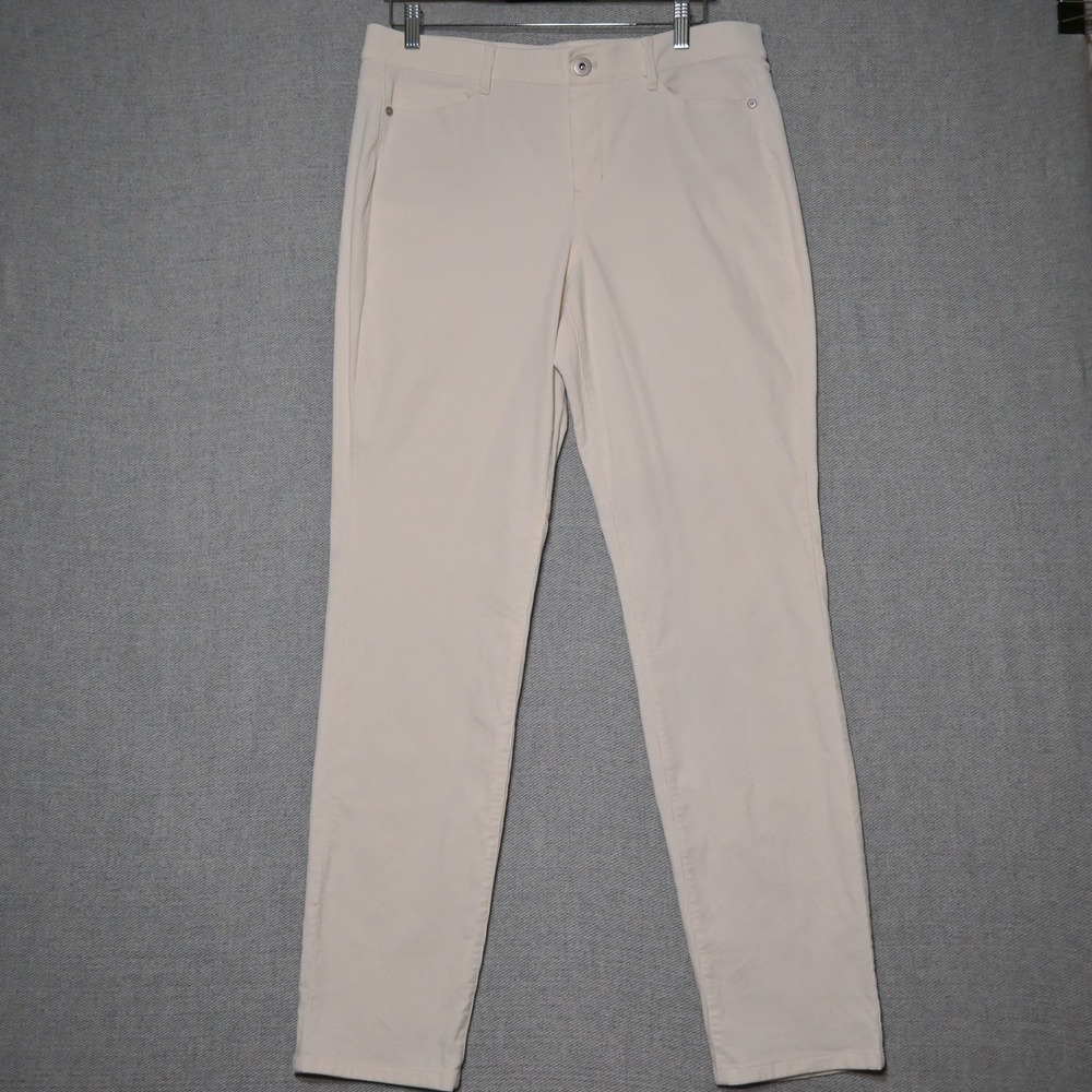 J Jill Corduroy Pants White Straight Leg Womens Medium Casual Comfort Stretch